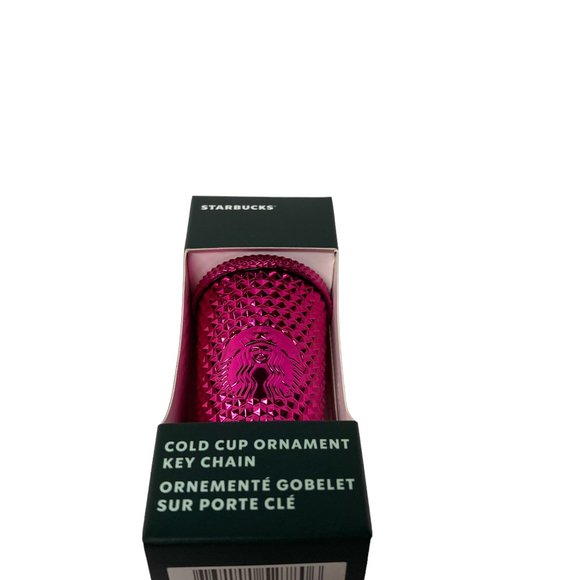 Starbucks Cold Cup Ornament Key Chain Metallic Pink Siren - Picture 4 of 5